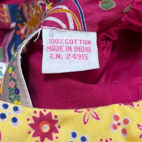 VTG KARAVAN Ethnic Print Floral Fan Bohemian Dress  Beading Sequins  SZ 4T - Picture 6 of 8